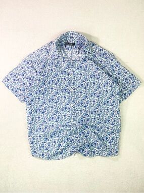 D&G Men’s Blue & White Floral Short-Sleeve Button-Down Shirt